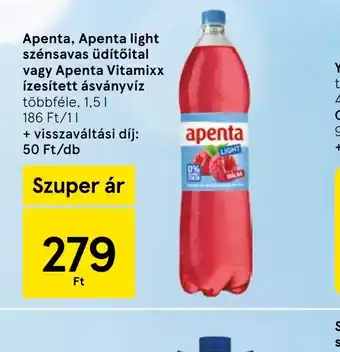 Tesco Apenta, Apenta light szénsavas üdítőital vagy Apenta Vitamixx ízesített ásványvíz ajánlat