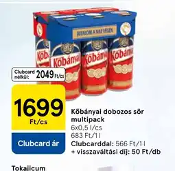 Tesco Kőbányai dobozos sör multipack ajánlat