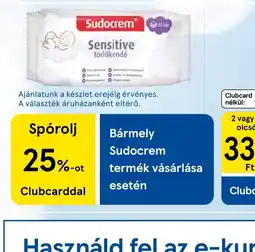 Tesco Sudocrem Sensitive törlőkendő ajánlat