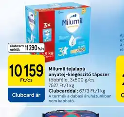 Tesco Milumil tejalapú anyatej-kiegészítő tápszer ajánlat