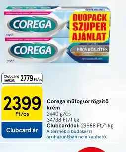 Tesco Corega műfogsorrögzítő krém ajánlat