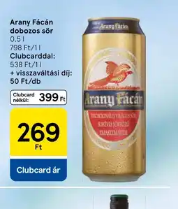Tesco Arany Fácán dobozos sör ajánlat