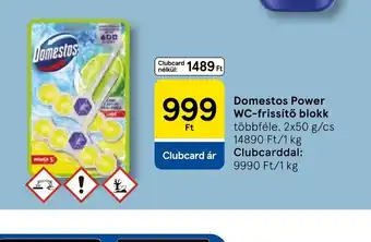 Tesco Domestos Power WC-frissítő blokk ajánlat