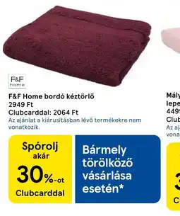 Tesco F esetén*F Home bord kéztörlő ajánlat