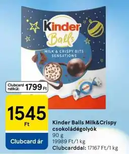 Tesco Kinder Balls Milk&Crispy csokoládégolyók ajánlat
