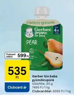 Tesco Gerber bio baba gyümölcspüré ajánlat