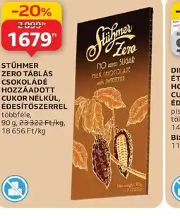 Auchan Stühmer Zero Táblás Csokoládé ajánlat