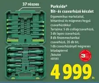 Lidl PARKSIDE Bit- és csavarhúzó készlet ajánlat