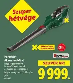 Lidl PARKSIDE Akkus lombfúvó ajánlat