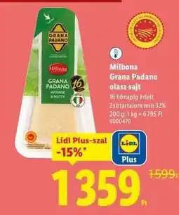 Lidl Milbona Grana Padano olasz sajt ajánlat