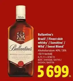 Lidl Ballantine’s Brazil’ / Finest skót whisky’ / Sunshine’ / Wild’ / Sweet Blend’ ajánlat