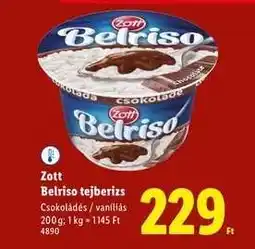 Lidl ZOTT Belriso tejberizs ajánlat
