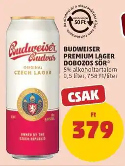 PENNY Budweiser Premium Lager Dobozos Sör ajánlat