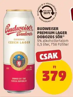 PENNY Budweiser Premium Lager Dobozos Sör ajánlat