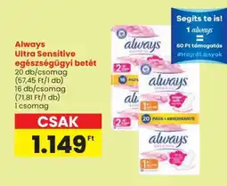 Spar Always Ultra Sensitive egészségügyi betét ajánlat