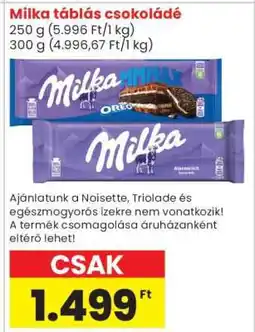 Spar MILKA Táblás csokoládé ajánlat