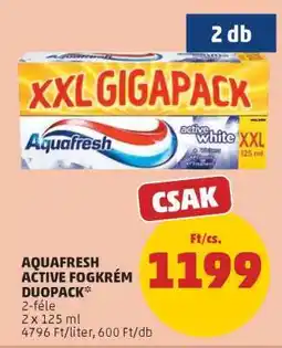 PENNY Aquafresh Active Fogkrém Duopack ajánlat