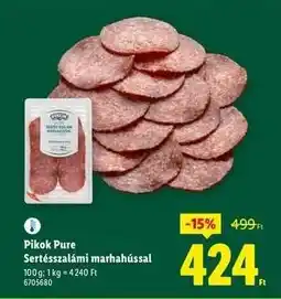 Lidl Pikok Pure Sertésszalámi marhahússal ajánlat