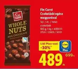 Lidl Fin Carré Csokoládé egész mogyoróval ajánlat