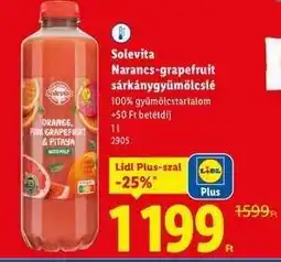 Lidl Solevita Narancs-grapefruit sárkánygyümölcslé ajánlat