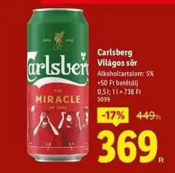Lidl CARLSBERG Világos sör ajánlat