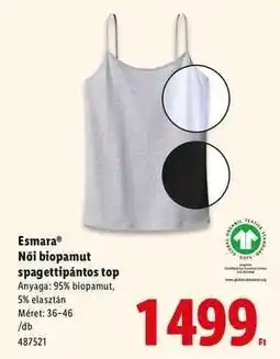 Lidl Esmara Női biopamut spagettipántos top ajánlat