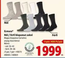 Lidl Esmara Női / férfi biopamut zokni ajánlat