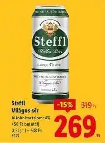Lidl Steffl Világos sör ajánlat