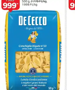 Auchan De Cecco Conchiglie Rigate vagy Spaghetti Száraztészta ajánlat