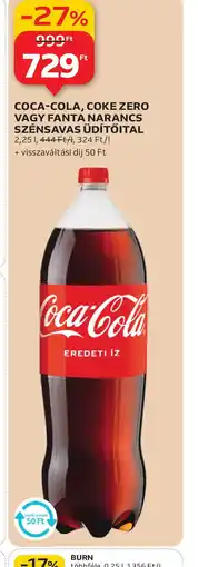 Auchan Coca-Cola, Coke Zero vagy Fanta Narancs Szénsavas Üdítőital ajánlat