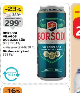 Auchan Borsodi Világos Dobozos Sör ajánlat