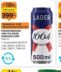 Auchan Kronenbourg 1664 Világos Dobozos Sör ajánlat