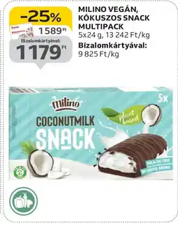 Auchan Milino vegán, kókuszos snack multipack ajánlat