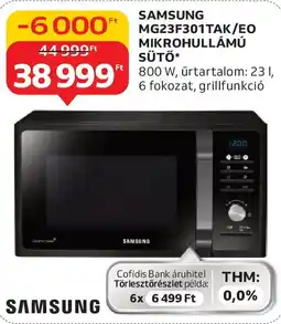 Auchan Samsung mg23f301tak/eo mikrohullámú sütő ajánlat