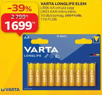 Auchan Varta longlife elem ajánlat
