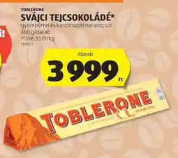 ALDI TOBLERONE SVÁJCI TEJCSOKOLÁDÉ ajánlat