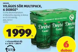 ALDI Dreher Világos Sör Multipack, 6 doboz ajánlat