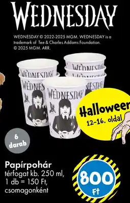 Tedi WEDNESDAY Papírpohár ajánlat