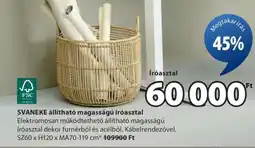 JYSK SVANEKE állítható magasságú íróasztal ajánlat