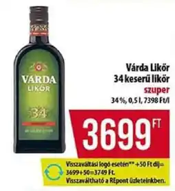 Coop Várda Likőr 34 keserű likőr ajánlat