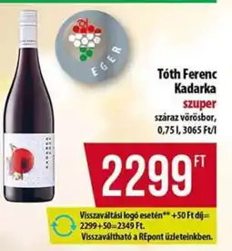 Coop Tóth Ferenc Kadarka ajánlat