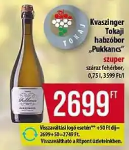 Coop Kvaszinger Tokaji habzóbor „Pukkancs” ajánlat