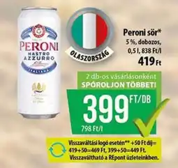 Coop Peroni sör ajánlat