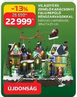 Auchan Világító és zenélő karácsonyi falu repülő rénszarvasokkal ajánlat