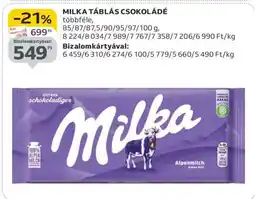 Auchan MILKA Táblás csokoládé ajánlat