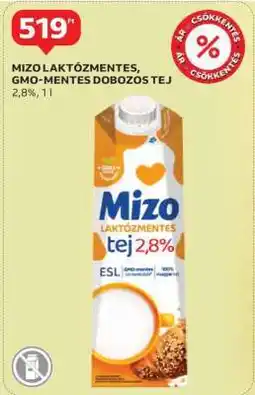 Auchan Mizo laktózmentes, GMO-mentes dobozos tej ajánlat