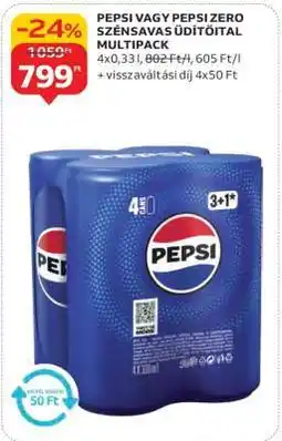 Auchan PEPSI VAGY PEPSI ZERO SZÉNSAVAS ÜDÍTŐITAL MULTIPACK ajánlat