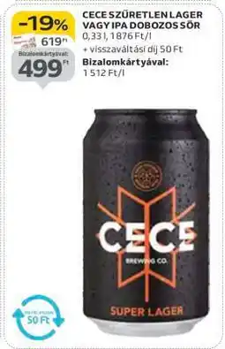 Auchan CECE SZŰRETLEN LAGER VAGY IPA DOBOZOS SÖR ajánlat