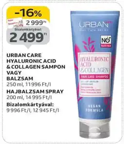 Auchan URBAN CARE HYALURONIC ACID & COLLAGEN SAMPON VAGY BALZSAM ajánlat