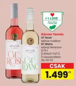 Spar Günzer Tamás GT Rosé / GT Blanc ajánlat